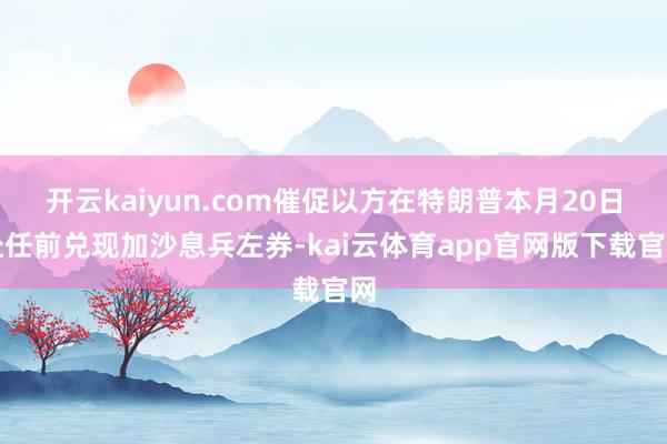 开云kaiyun.com催促以方在特朗普本月20日赴任前兑现加沙息兵左券-kai云体育app官网版下载官网