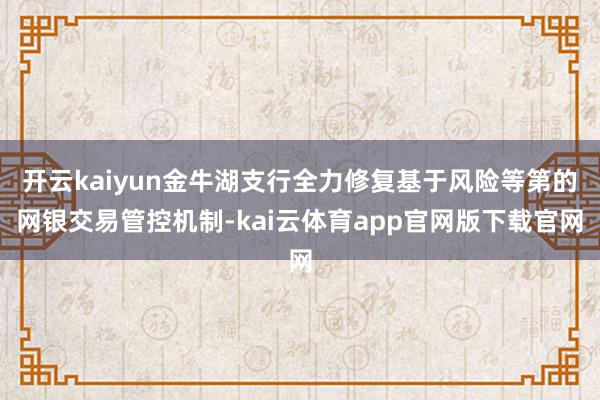 开云kaiyun金牛湖支行全力修复基于风险等第的网银交易管控机制-kai云体育app官网版下载官网